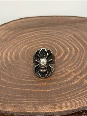 1986 G&S SKULL SPIDER BIKER RING SIZE 10 1/2